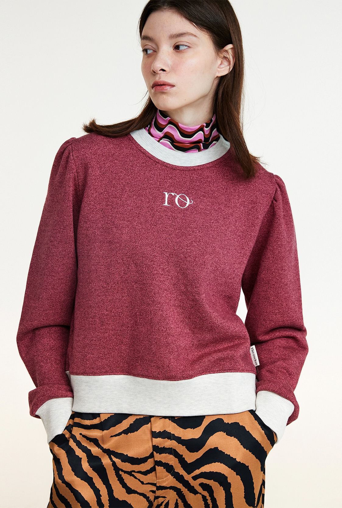 R COLOR MIX PUFF SWEATSHIRT_RED